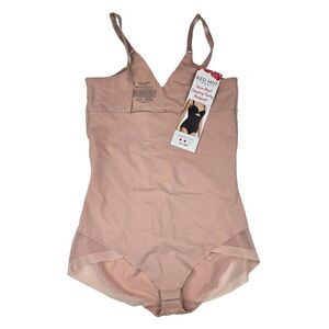 Red Hot By Spanx Open Bust Shaping Panty Bodysuit Pink Sand S Extra Firm Control